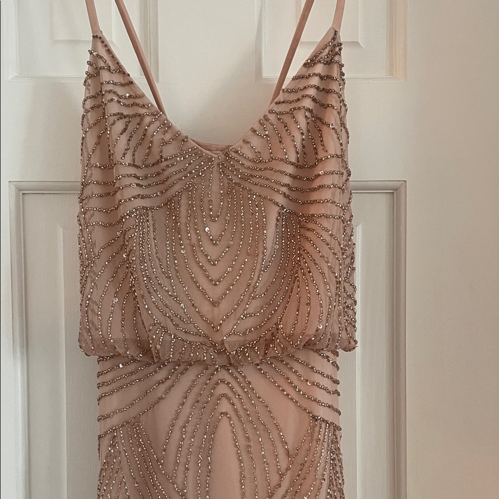 Adrianna Papell Beaded Maxi Dress in Nude New with tags